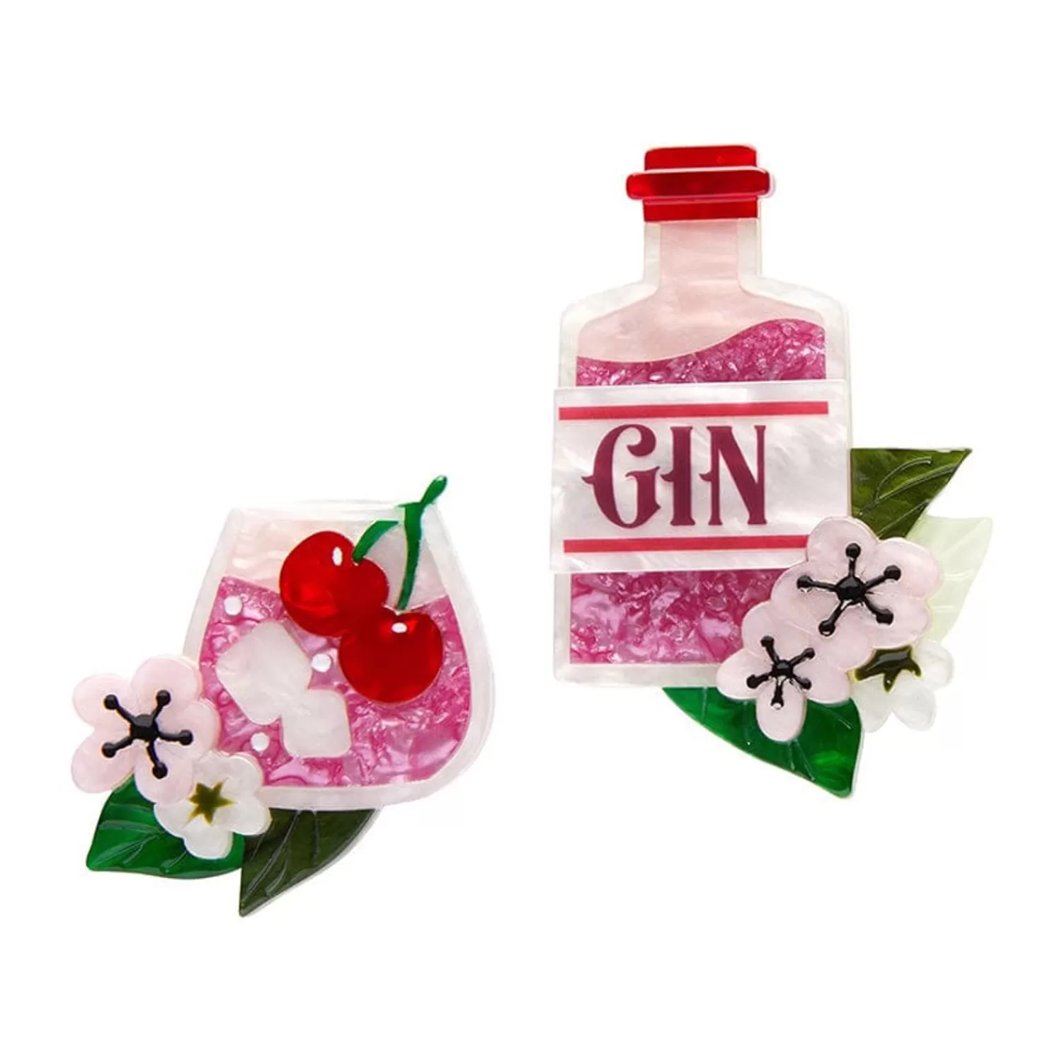 Pink Gin Party Brooch Set*Erstwilder Discount