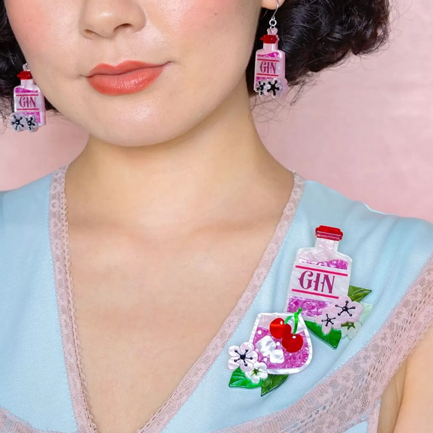 Pink Gin Party Brooch Set*Erstwilder Discount