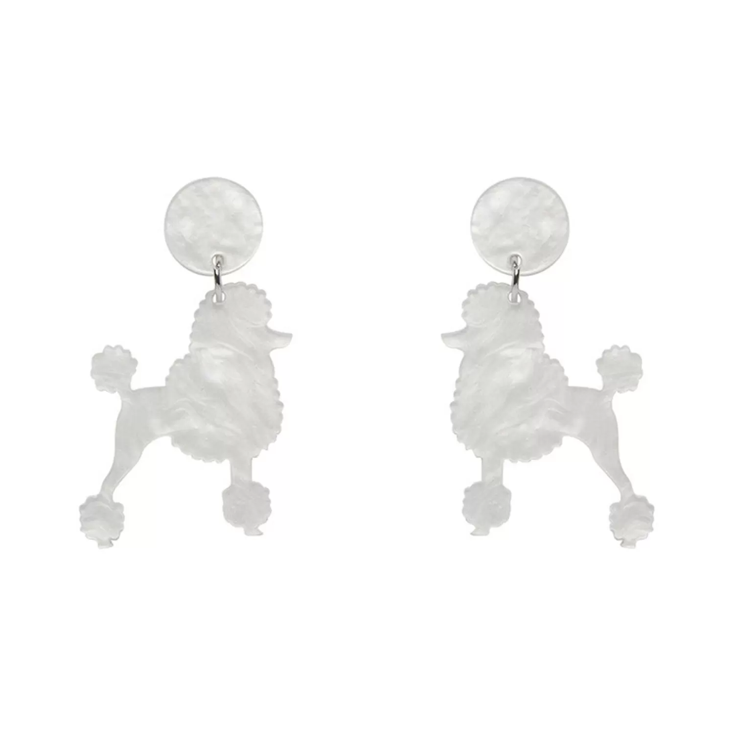 Poodle Ripple Post Drop Earrings - White*Erstwilder Flash Sale