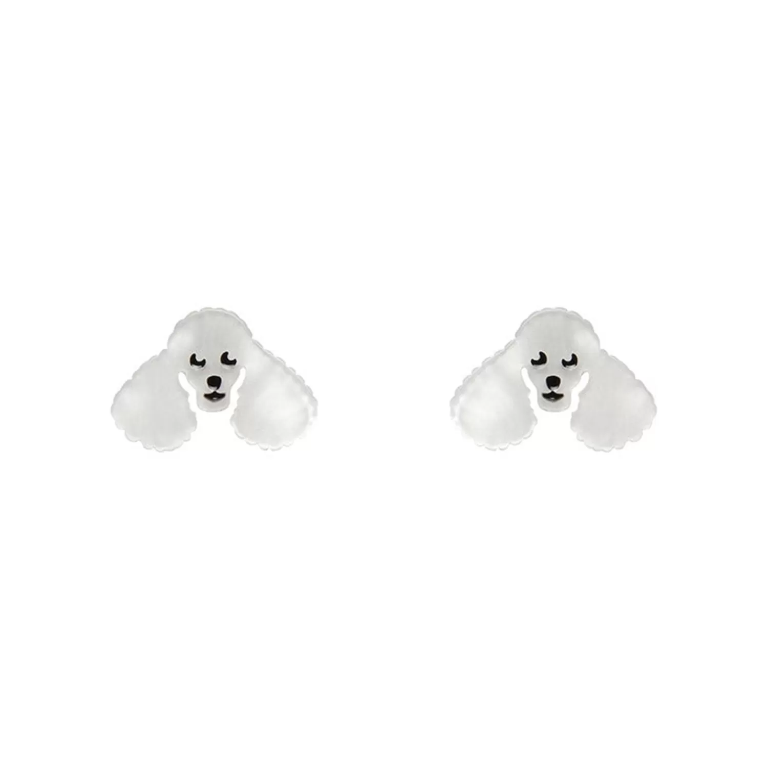 Poodle Ripple Stud Earrings - White*Erstwilder Discount