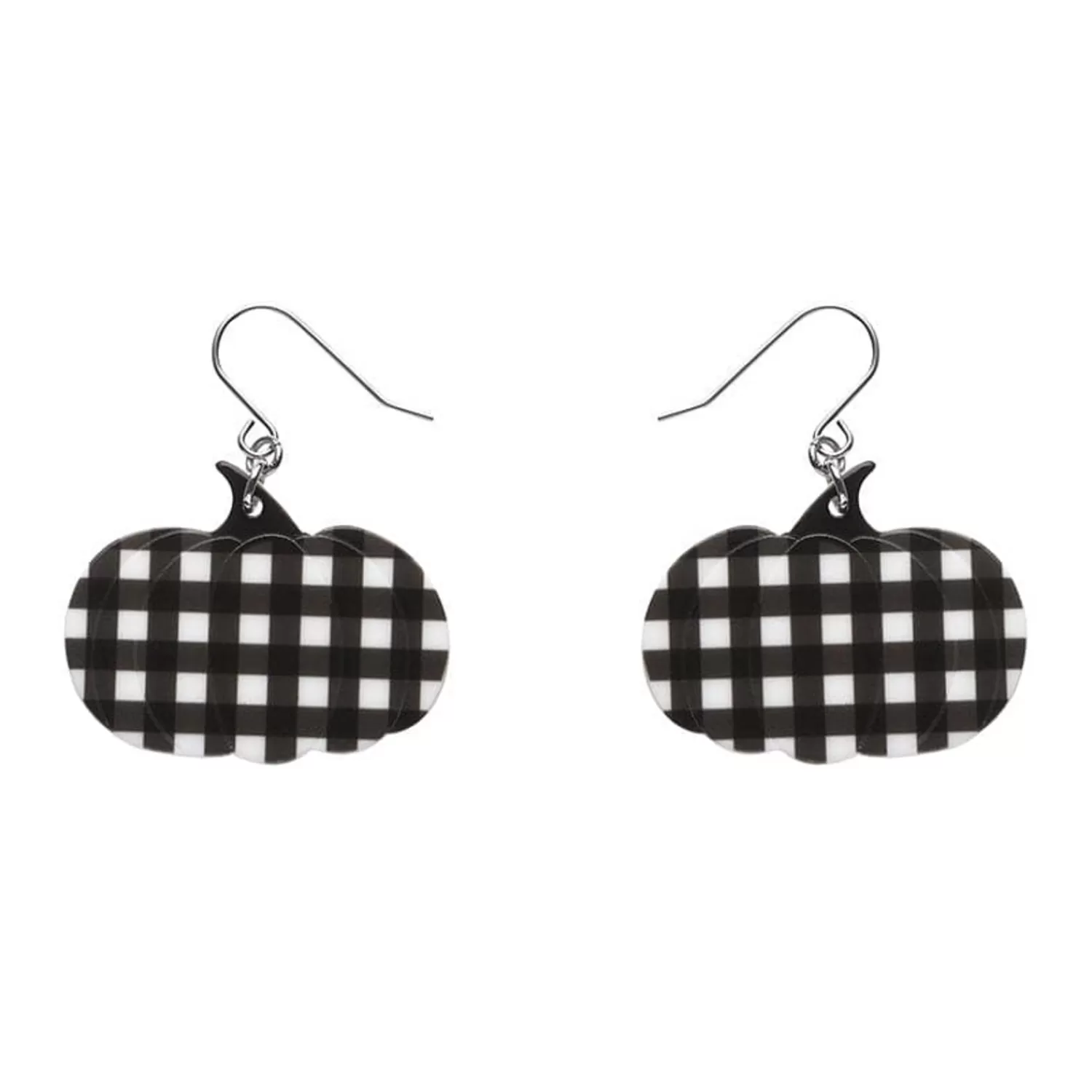 Pumpkin Gingham Drop Earrings - Black*Erstwilder Cheap