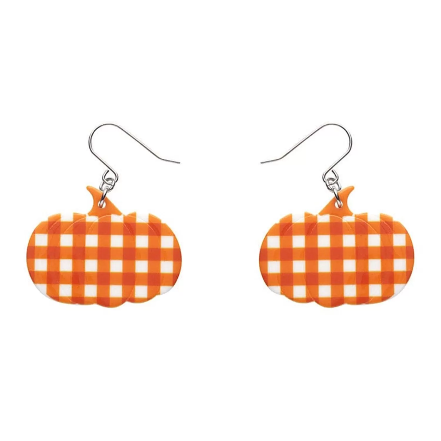 Pumpkin Gingham Drop Earrings - Orange*Erstwilder Hot