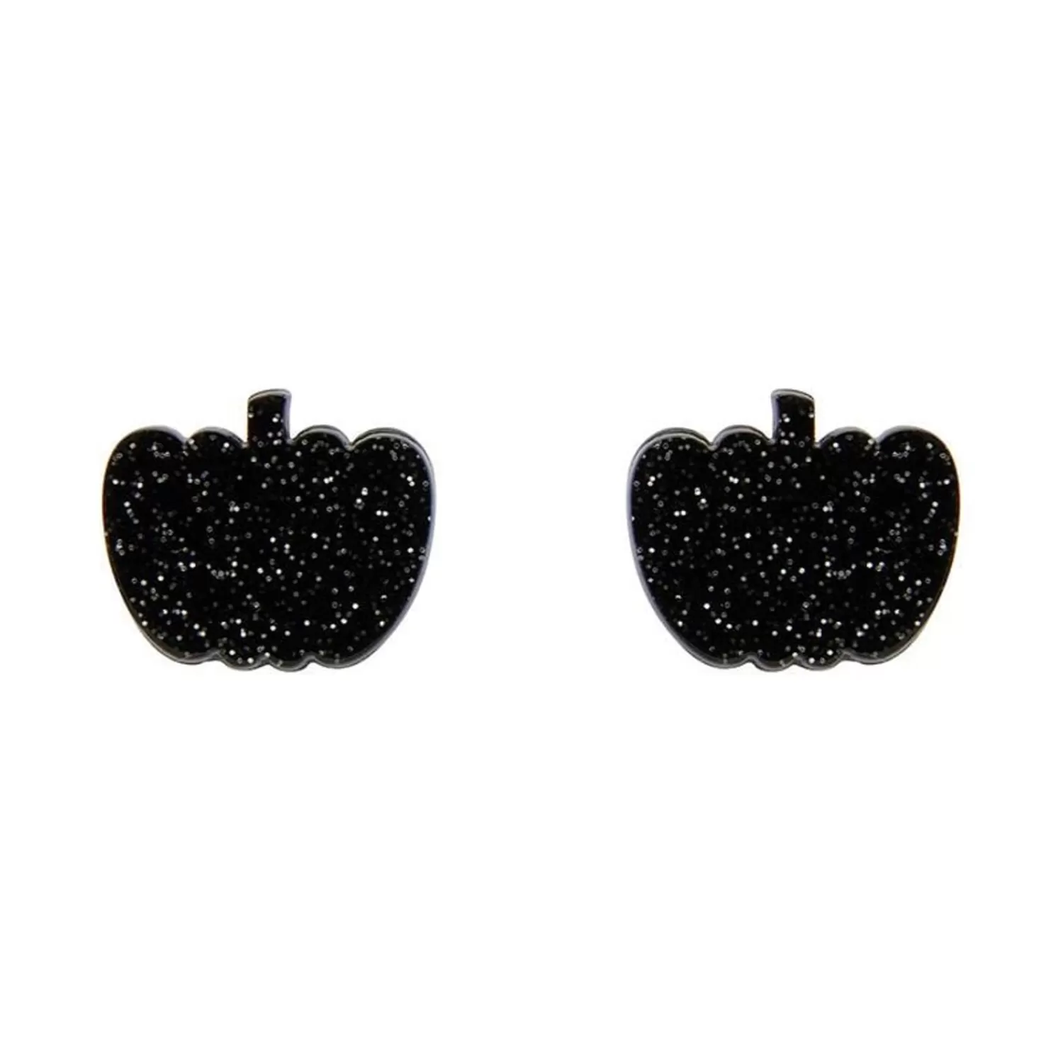 Pumpkin Glitter Resin Stud Earrings - Black*Erstwilder New