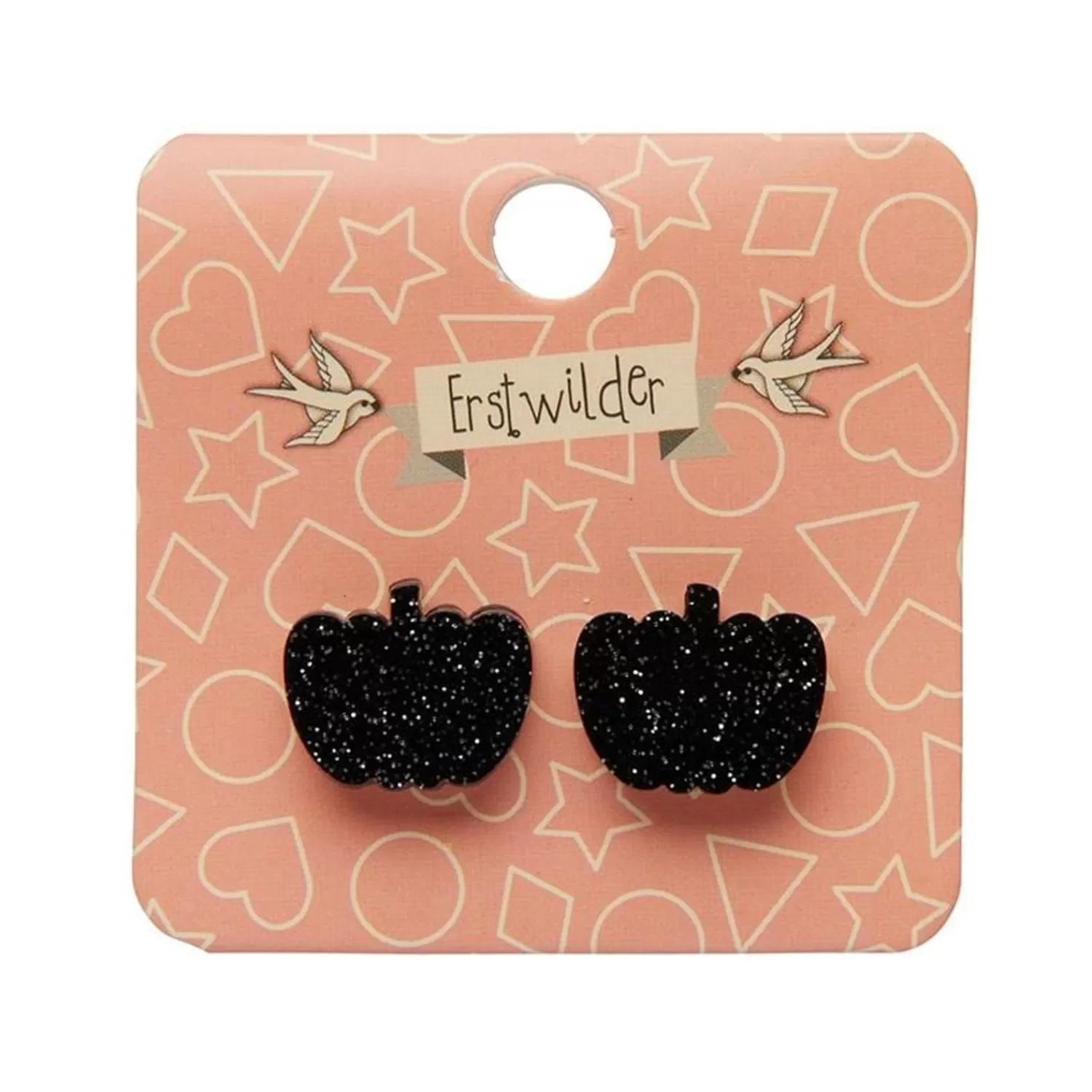 Pumpkin Glitter Resin Stud Earrings - Black*Erstwilder New