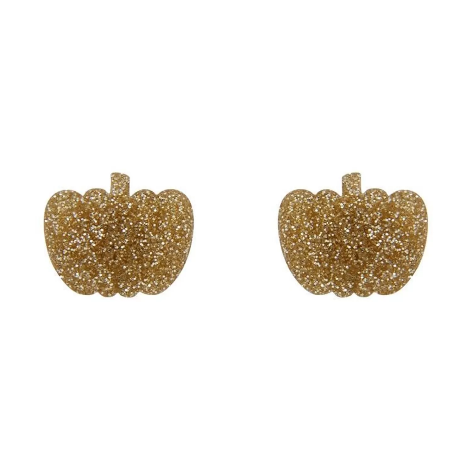 Pumpkin Glitter Resin Stud Earrings - Gold*Erstwilder Outlet