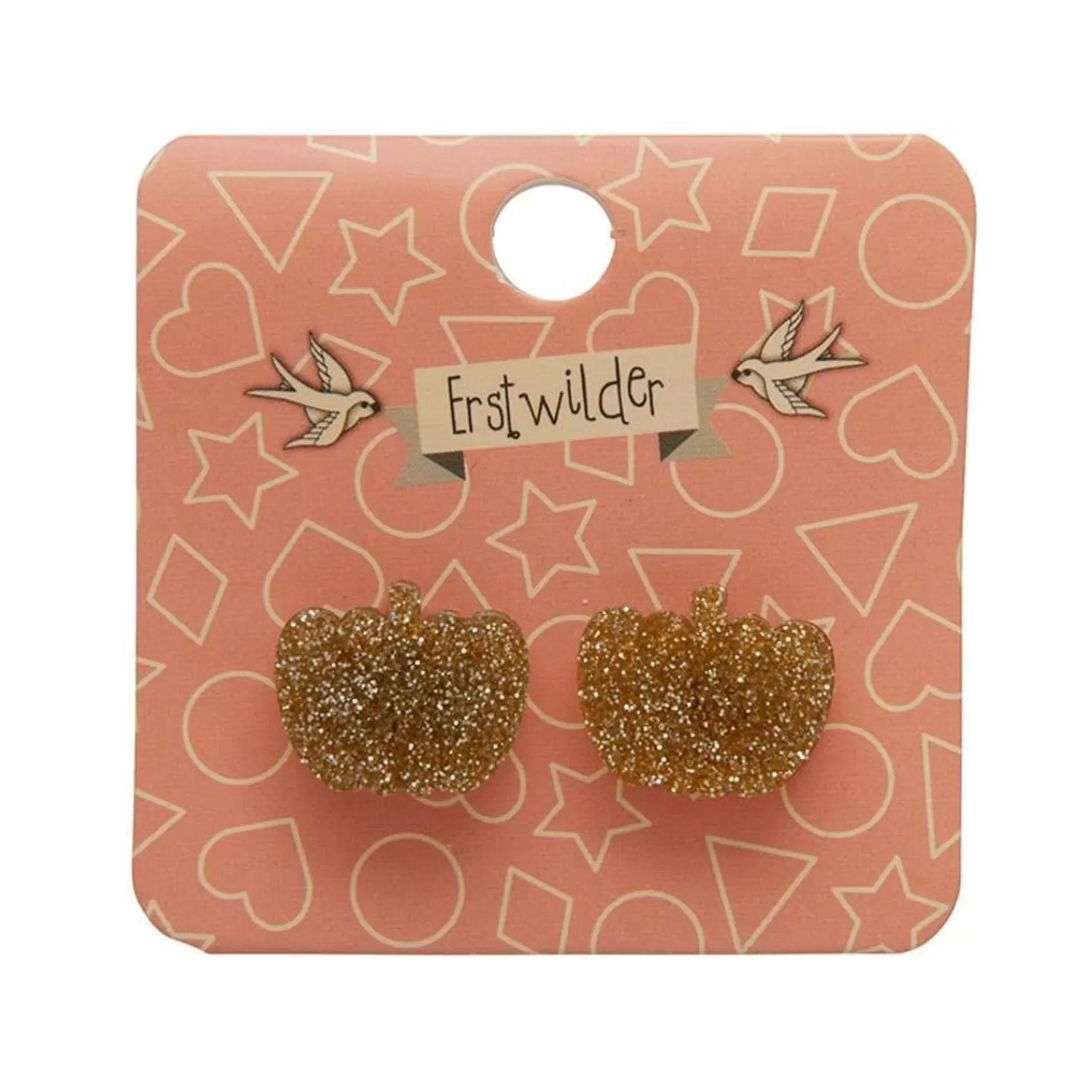 Pumpkin Glitter Resin Stud Earrings - Gold*Erstwilder Outlet