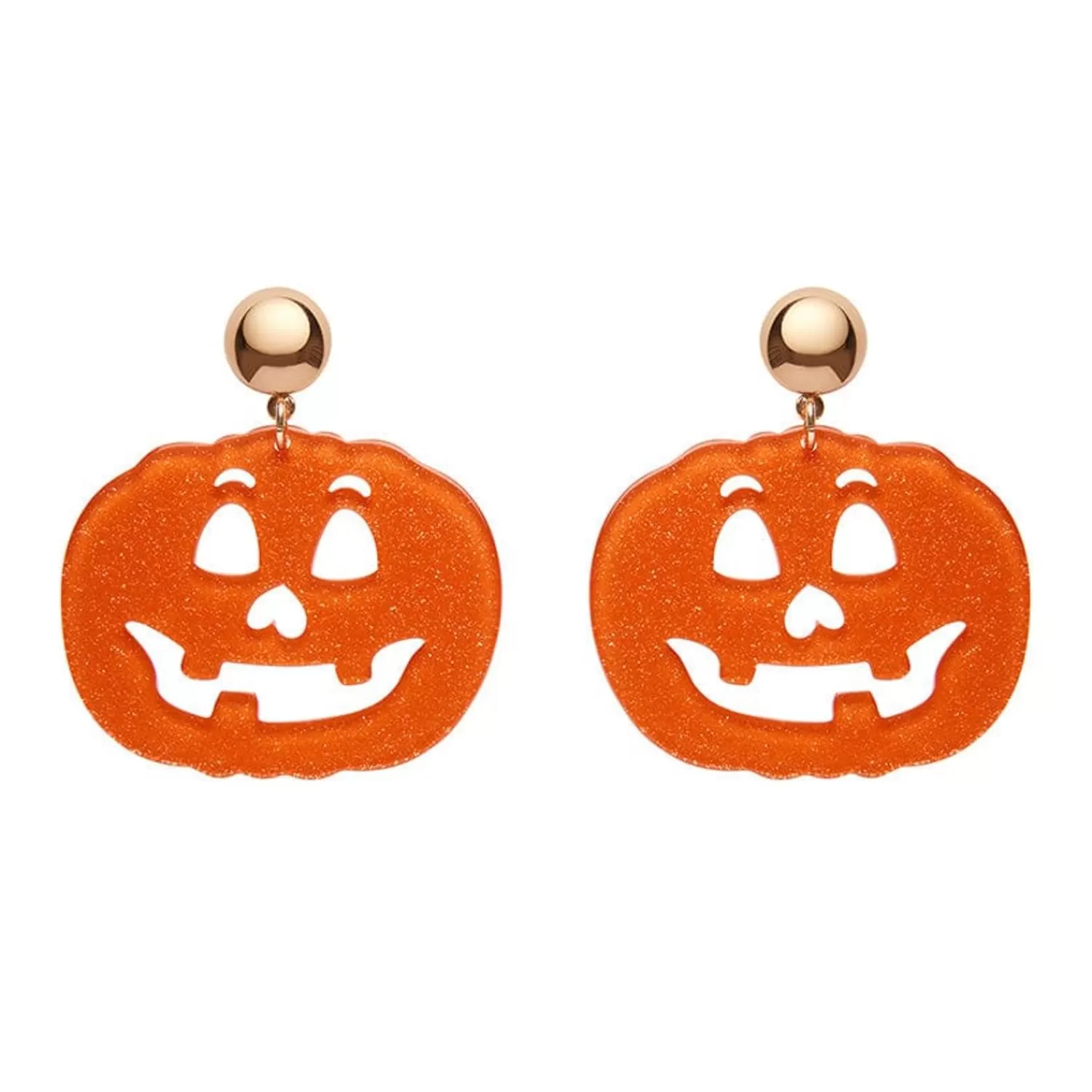 Pumpkin Glitter Statement Earrings - Orange*Erstwilder Outlet