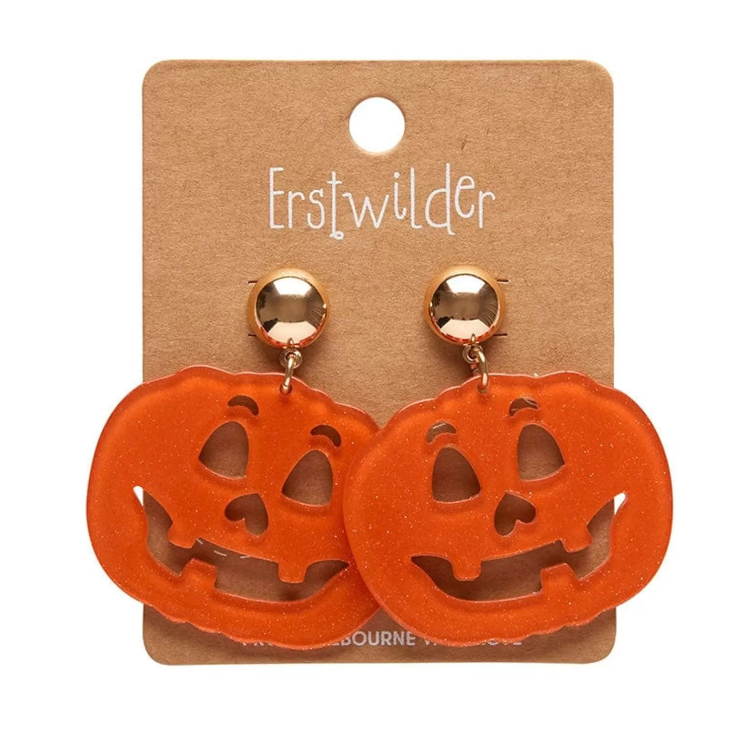 Pumpkin Glitter Statement Earrings - Orange*Erstwilder Outlet