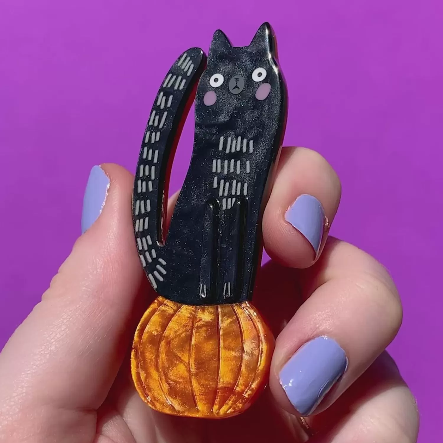 Pumpkin Time Kitty Brooch*Erstwilder Best