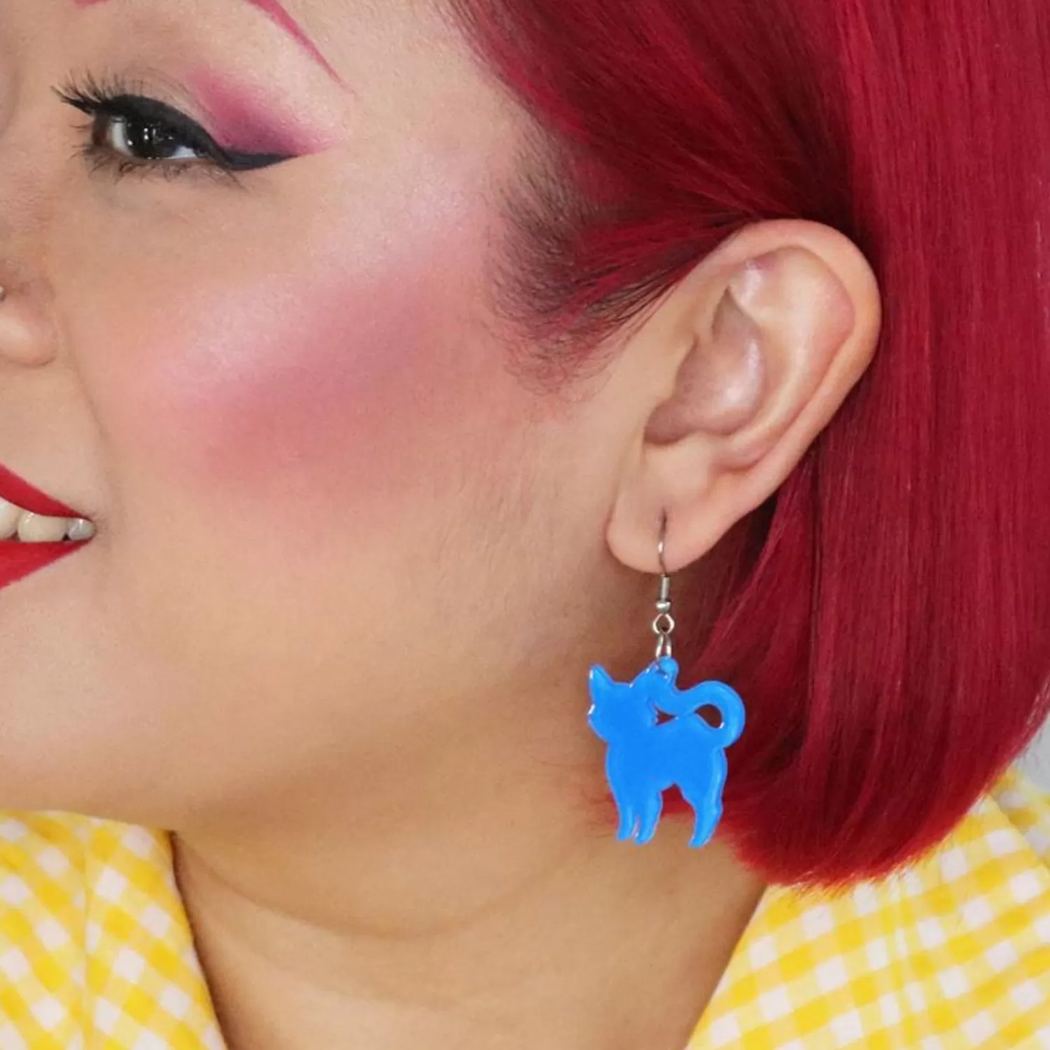 Pussy Cat Bubble Resin Drop Earrings - Blue*Erstwilder Fashion