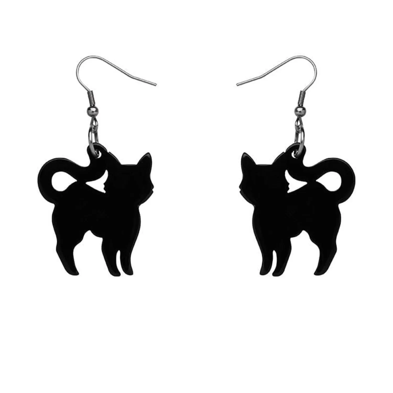 Pussy Cat Solid Resin Drop Earrings - Black*Erstwilder Fashion