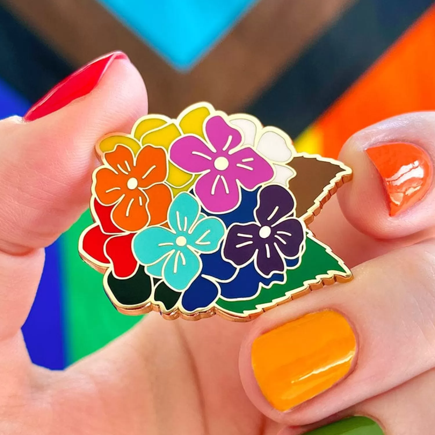 Rainbow Heartfelt Hydrangea Enamel Pin*Erstwilder Store