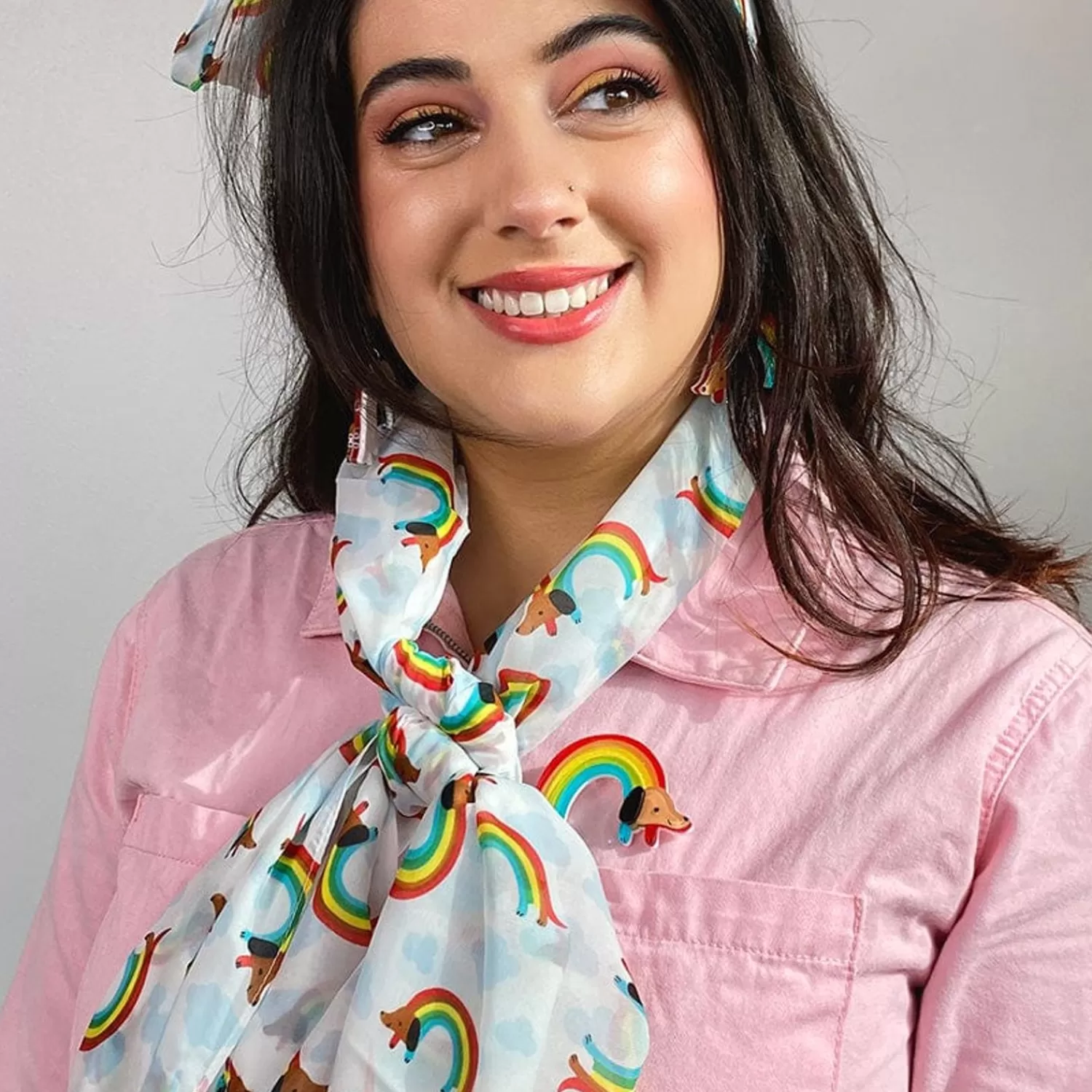 Rainbow Ruff Neck Scarf White*Erstwilder Shop