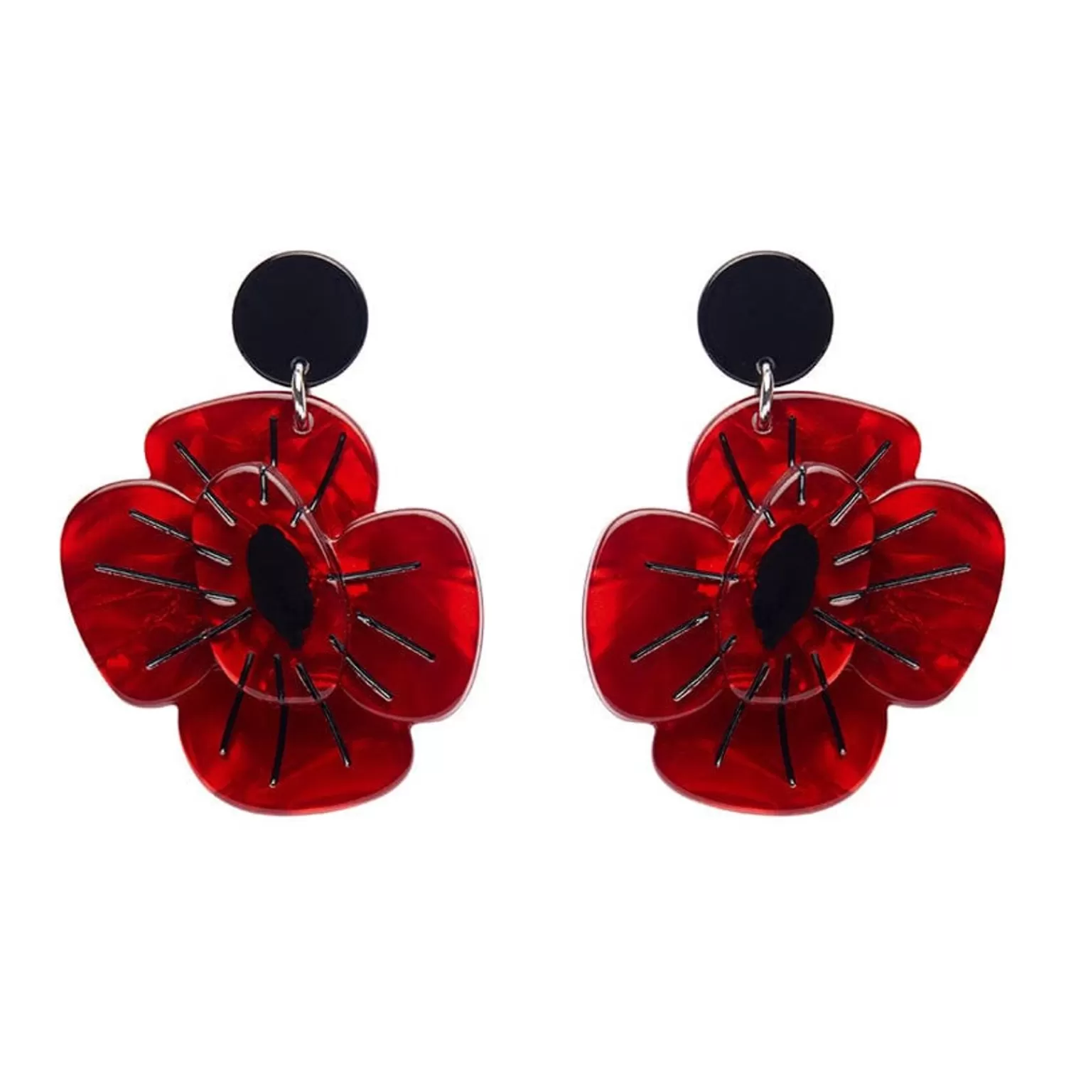 Remembrance Poppy Drop Earrings*Erstwilder Online