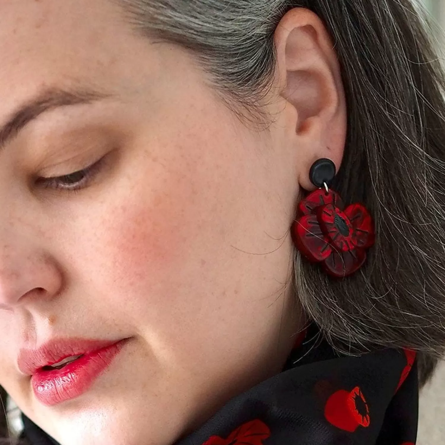 Remembrance Poppy Drop Earrings*Erstwilder Online