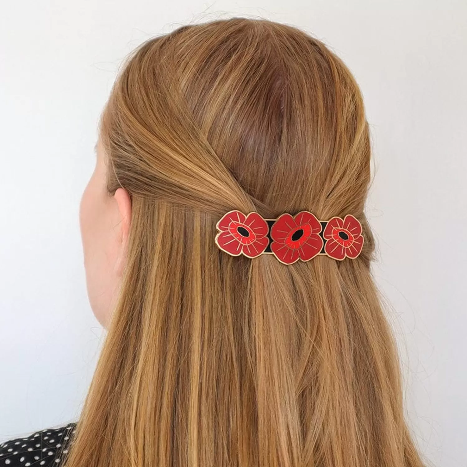 Remembrance Poppy Enamel Hair Barrette*Erstwilder Cheap