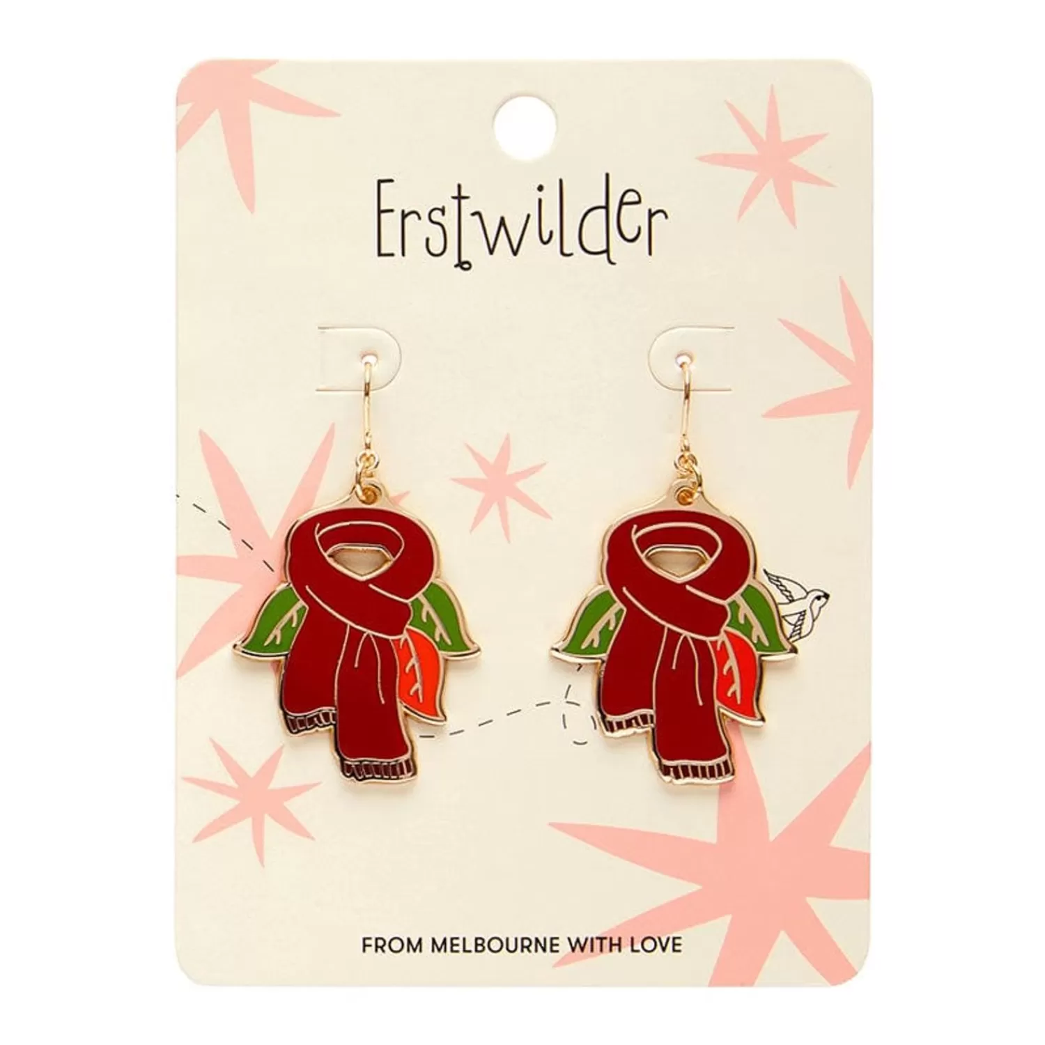 Scarf Souvenir Enamel Drop Earrings*Erstwilder Store