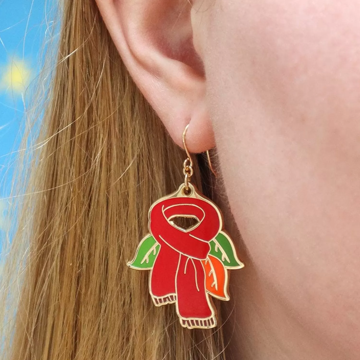 Scarf Souvenir Enamel Drop Earrings*Erstwilder Store