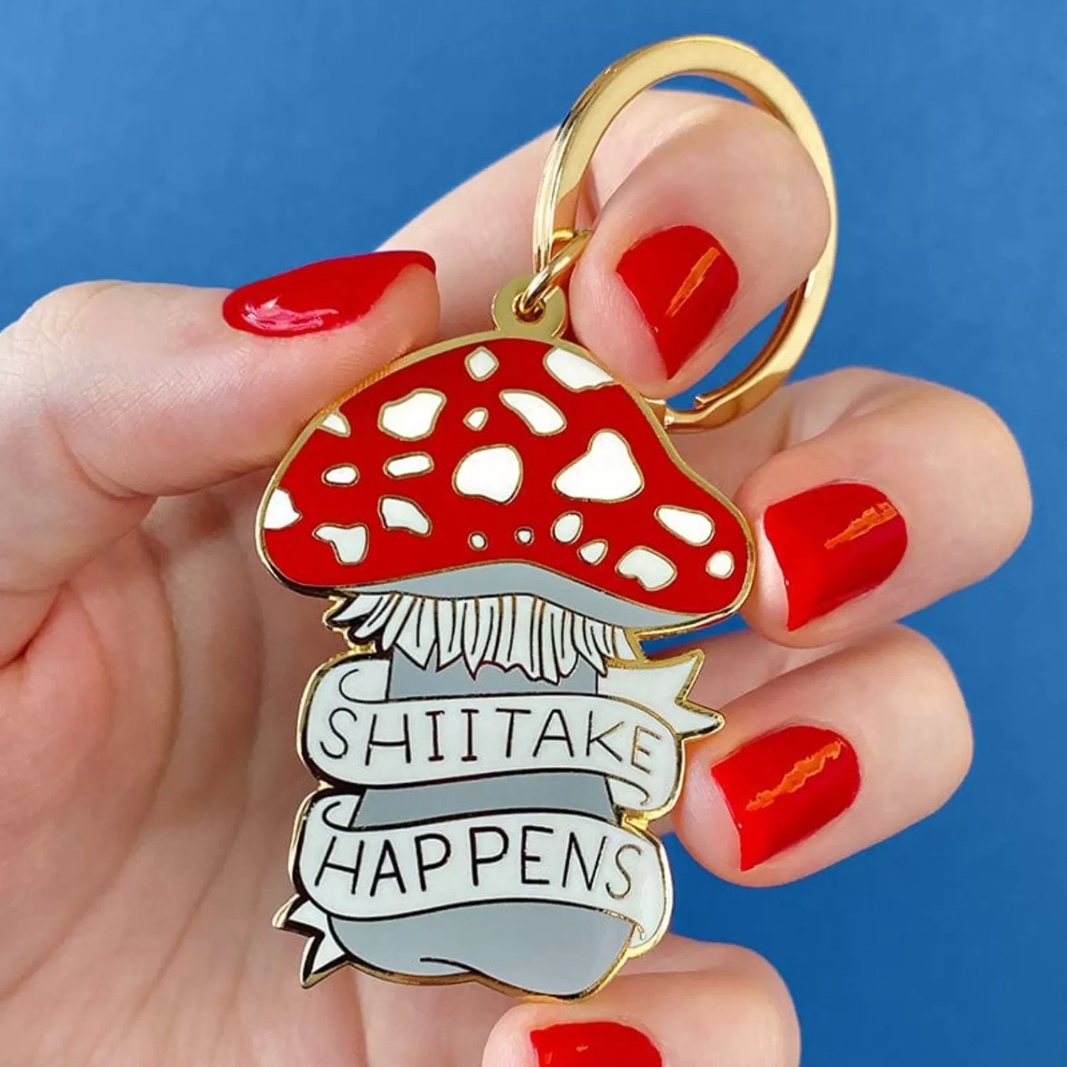 Shiitake Happens Enamel Key Charm*Erstwilder Best