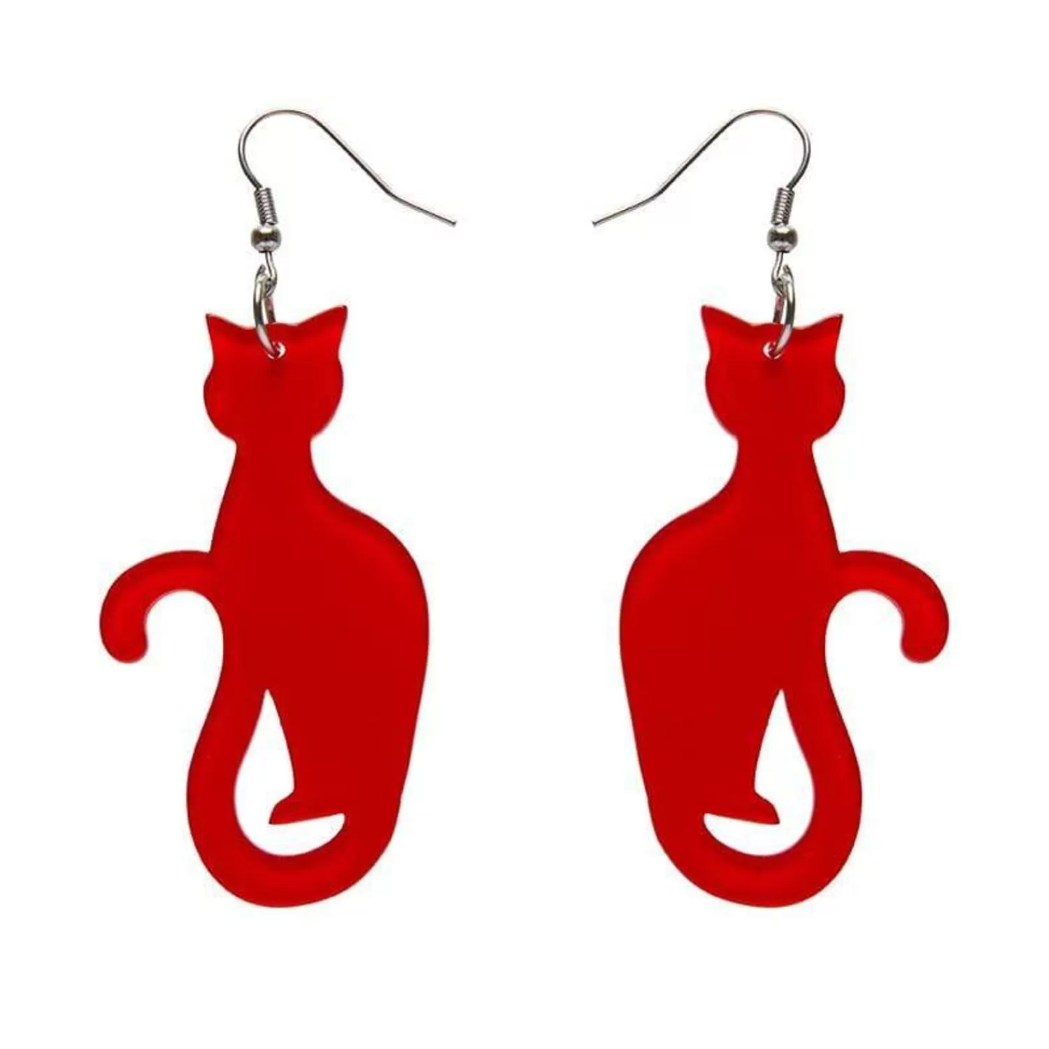 Sitting Cat Bubble Resin Drop Earrings - Red*Erstwilder Shop