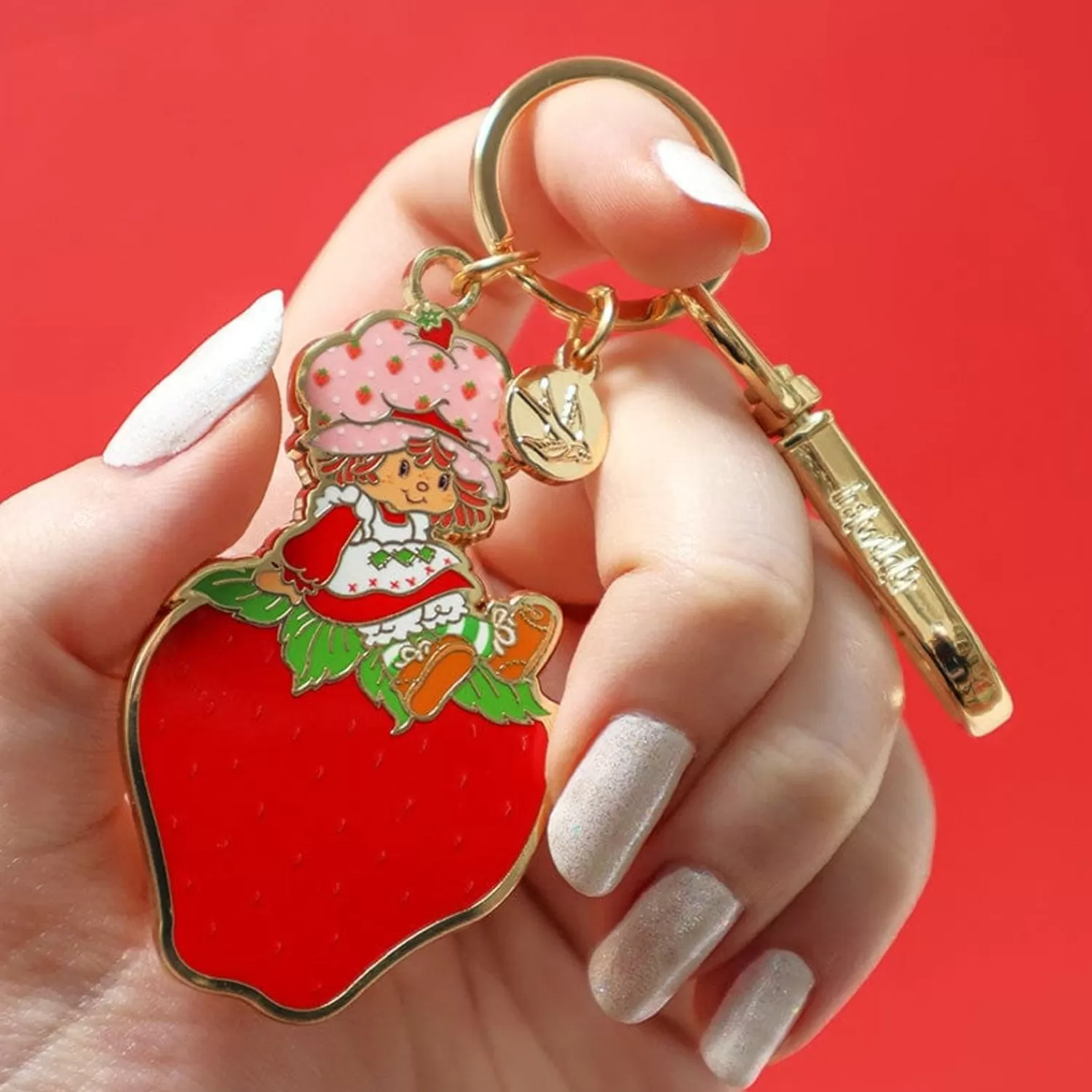 Sitting On A Strawberry Enamel Key Ring*Erstwilder Clearance