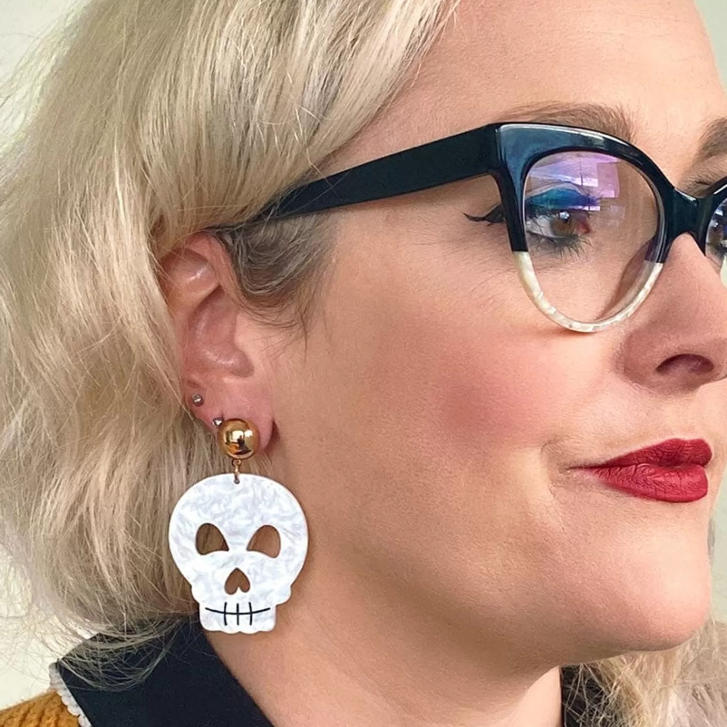 Skull Ripple Statement Earrings - White*Erstwilder Sale