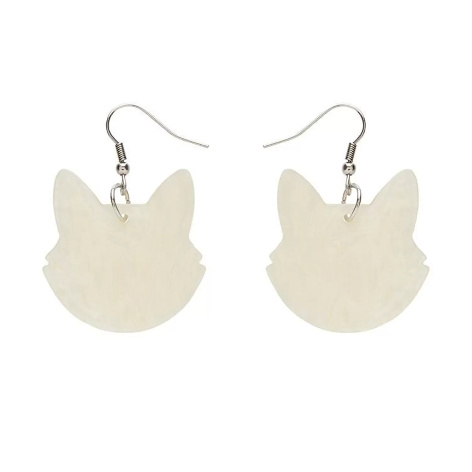 Solid Cat Head Ripple Resin Drop Earrings - White*Erstwilder Best