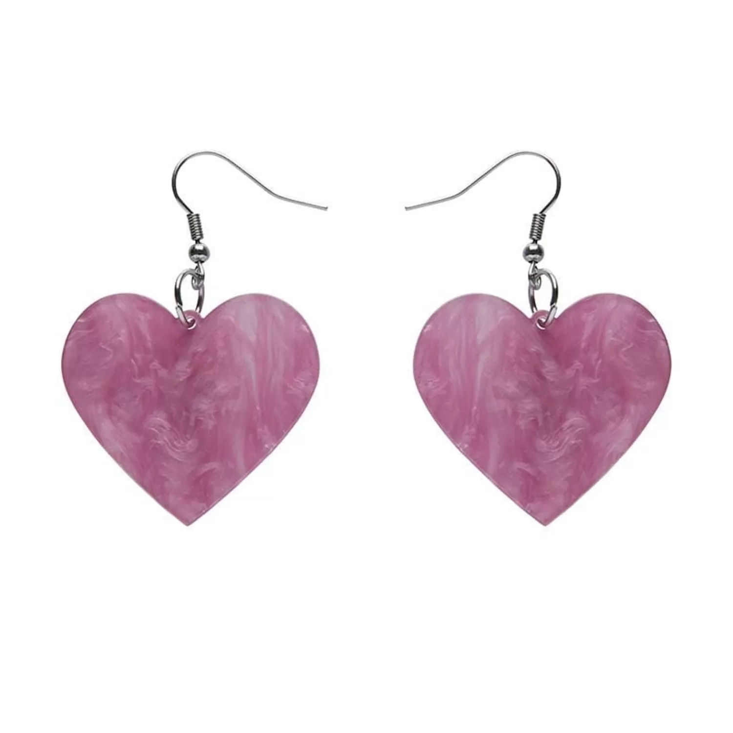 Solid Heart Ripple Resin Drop Earrings - Mauve*Erstwilder Flash Sale