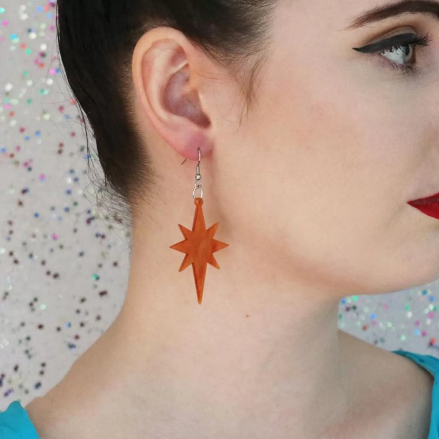 Starburst Ripple Resin Drop Earrings - Orange*Erstwilder Hot