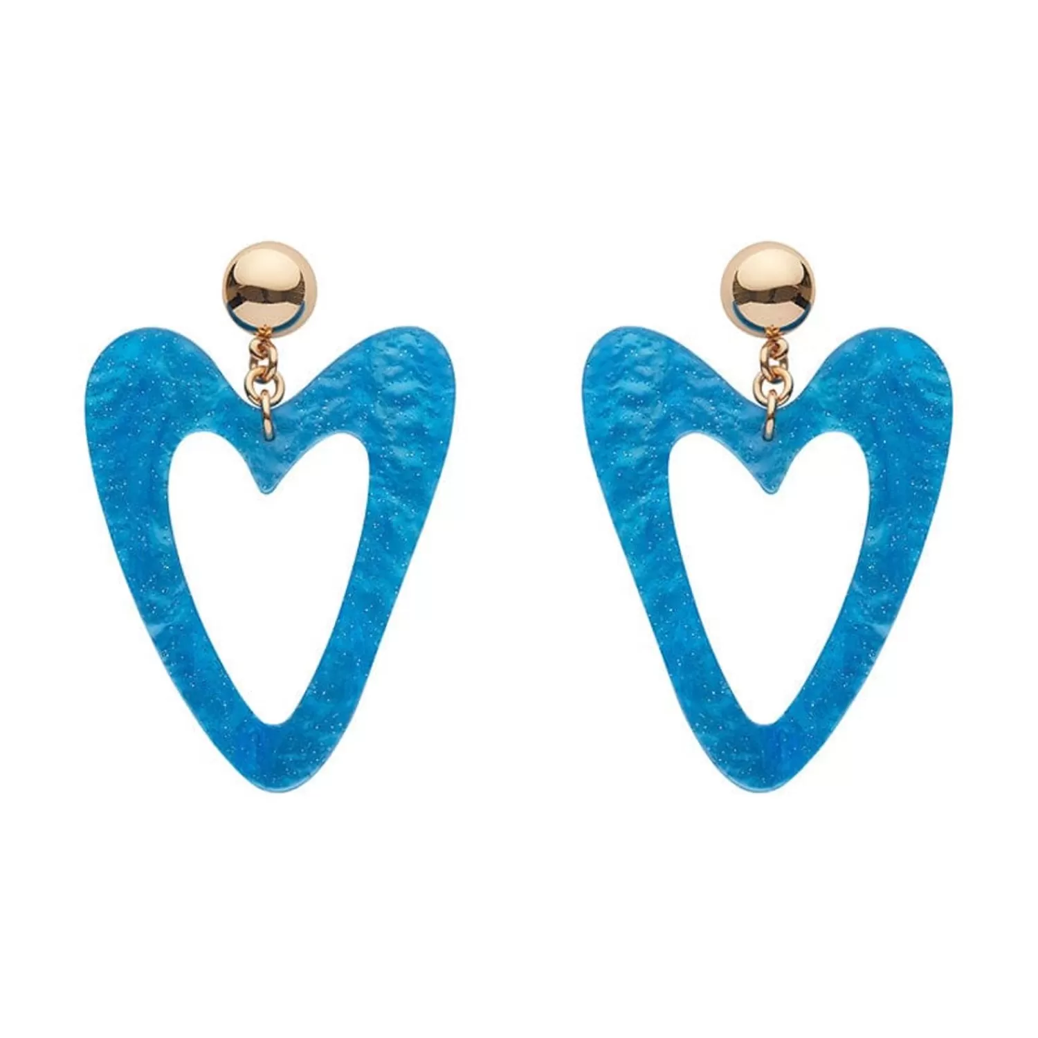 Statement Glitter Ripple Heart Drop Earrings - Aqua*Erstwilder Discount