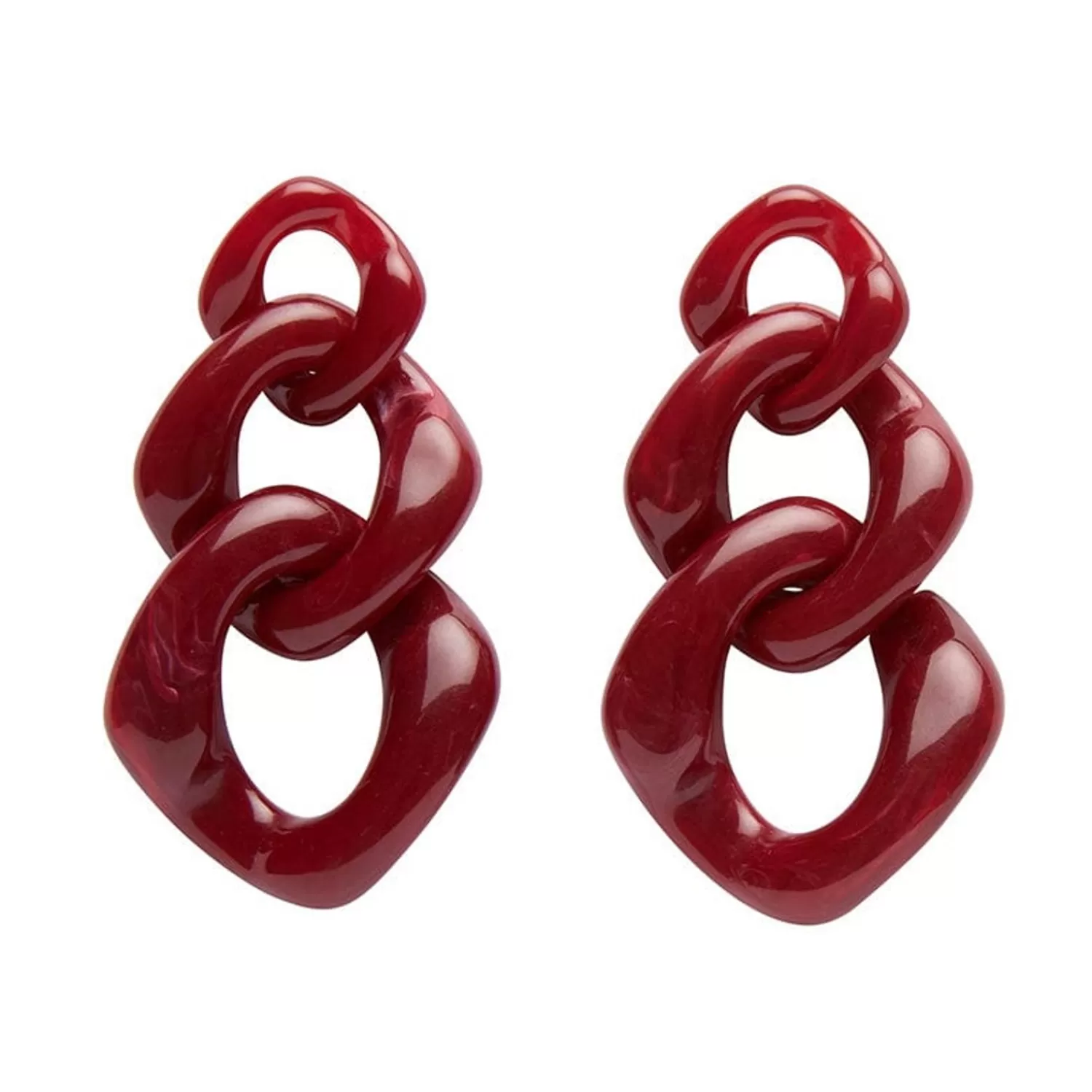 Statement Marble Chain Earrings - Ruby Red*Erstwilder Clearance