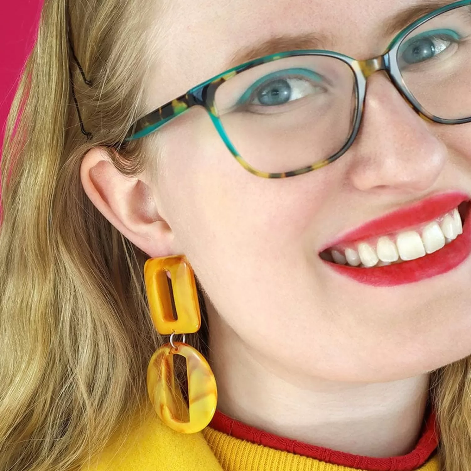 Statement Marble Chunky Drop Earrings - Mustard*Erstwilder Shop