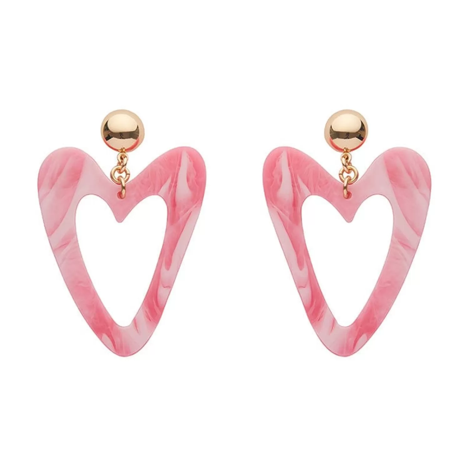 Statement Marble Resin Heart Drop Earrings - Pink*Erstwilder Discount