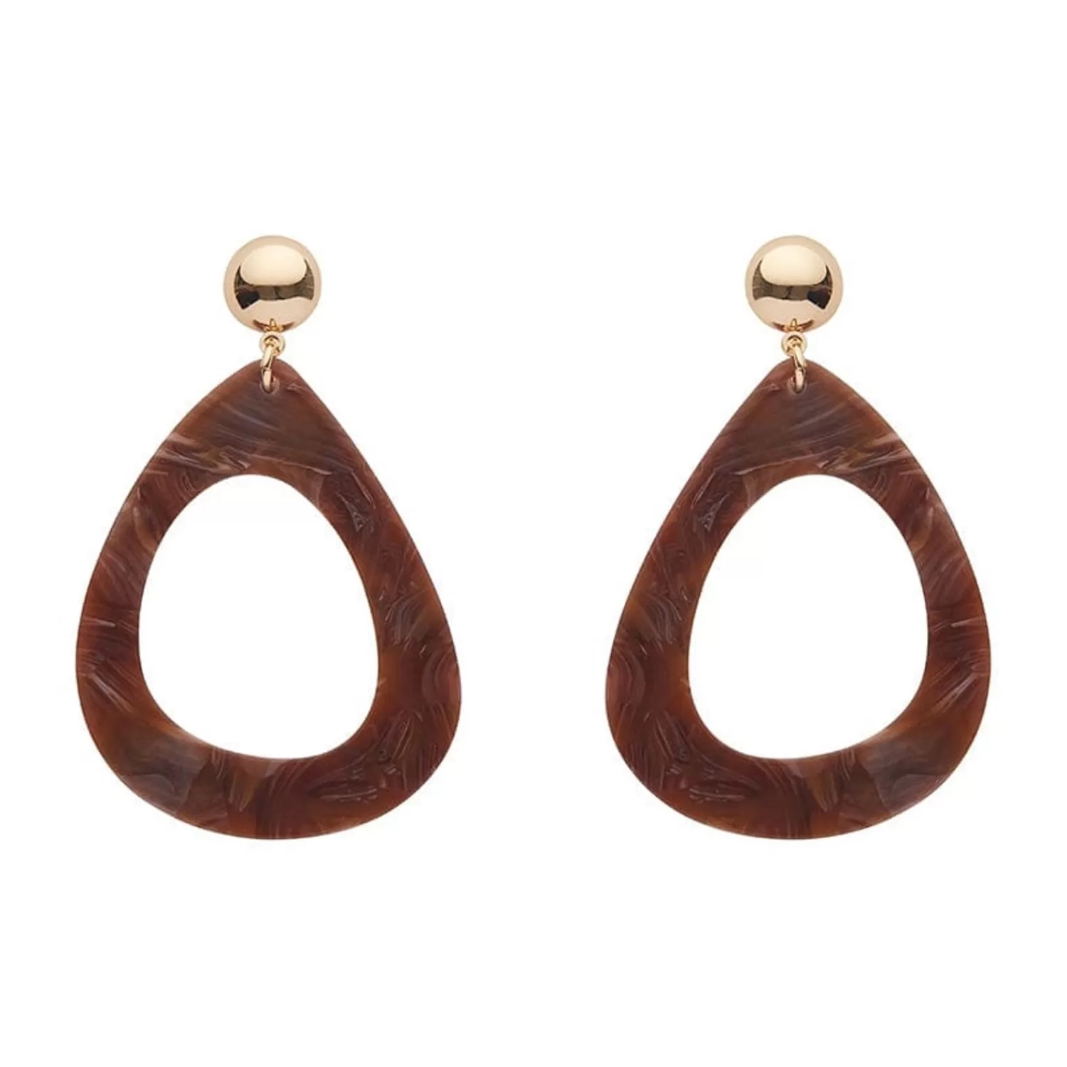 Statement Marble Resin Tear Drop Earrings - Brown*Erstwilder Cheap