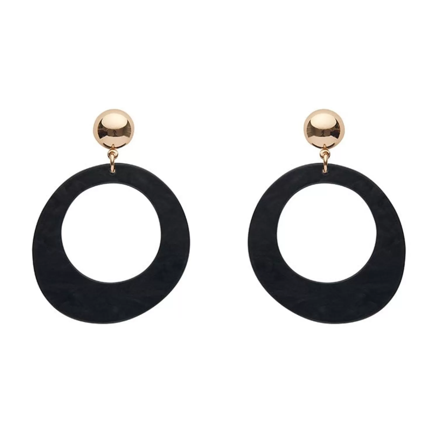 Statement Ripple Resin Circle Drop Earrings - Black*Erstwilder Hot