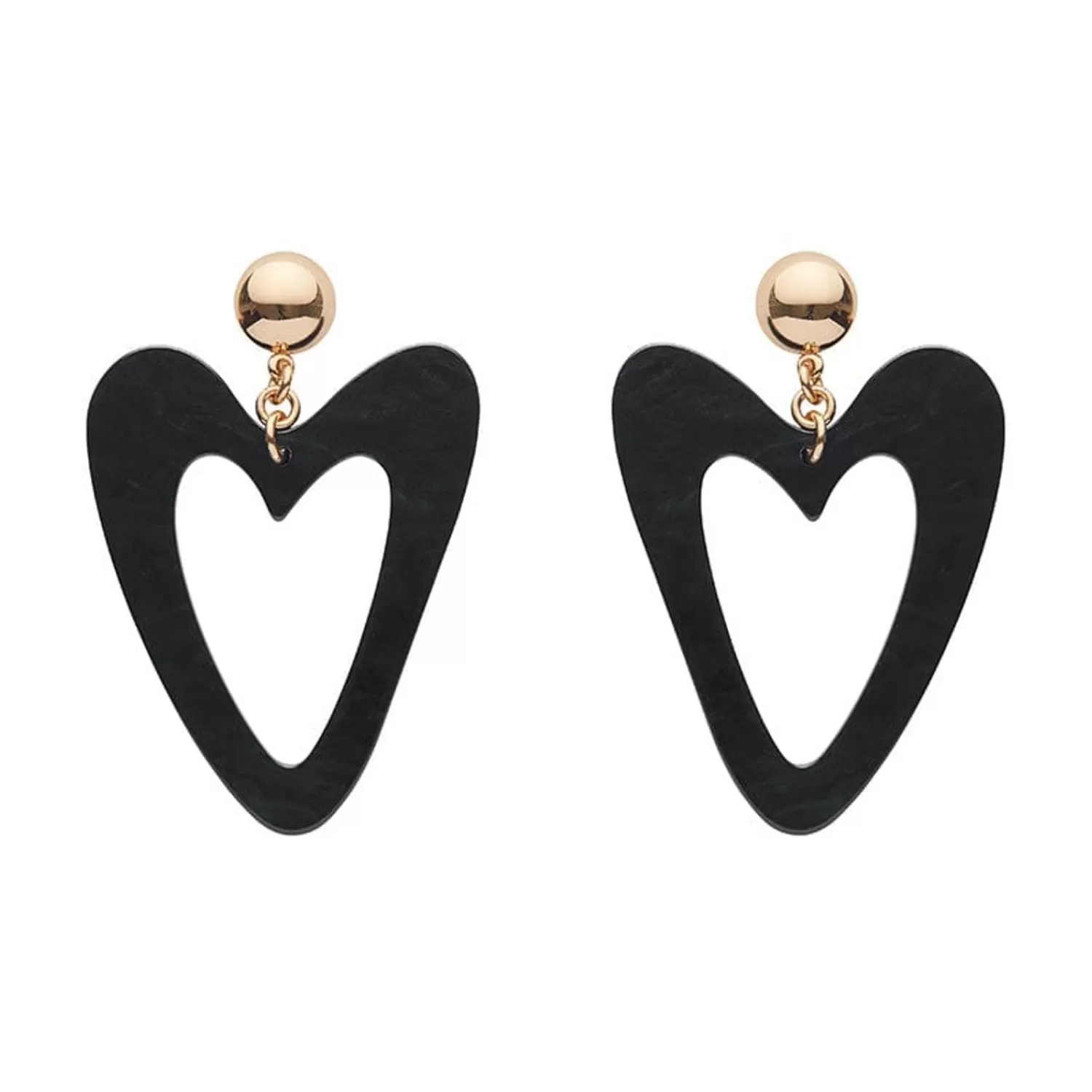 Statement Ripple Resin Heart Drop Earrings - Black*Erstwilder Online