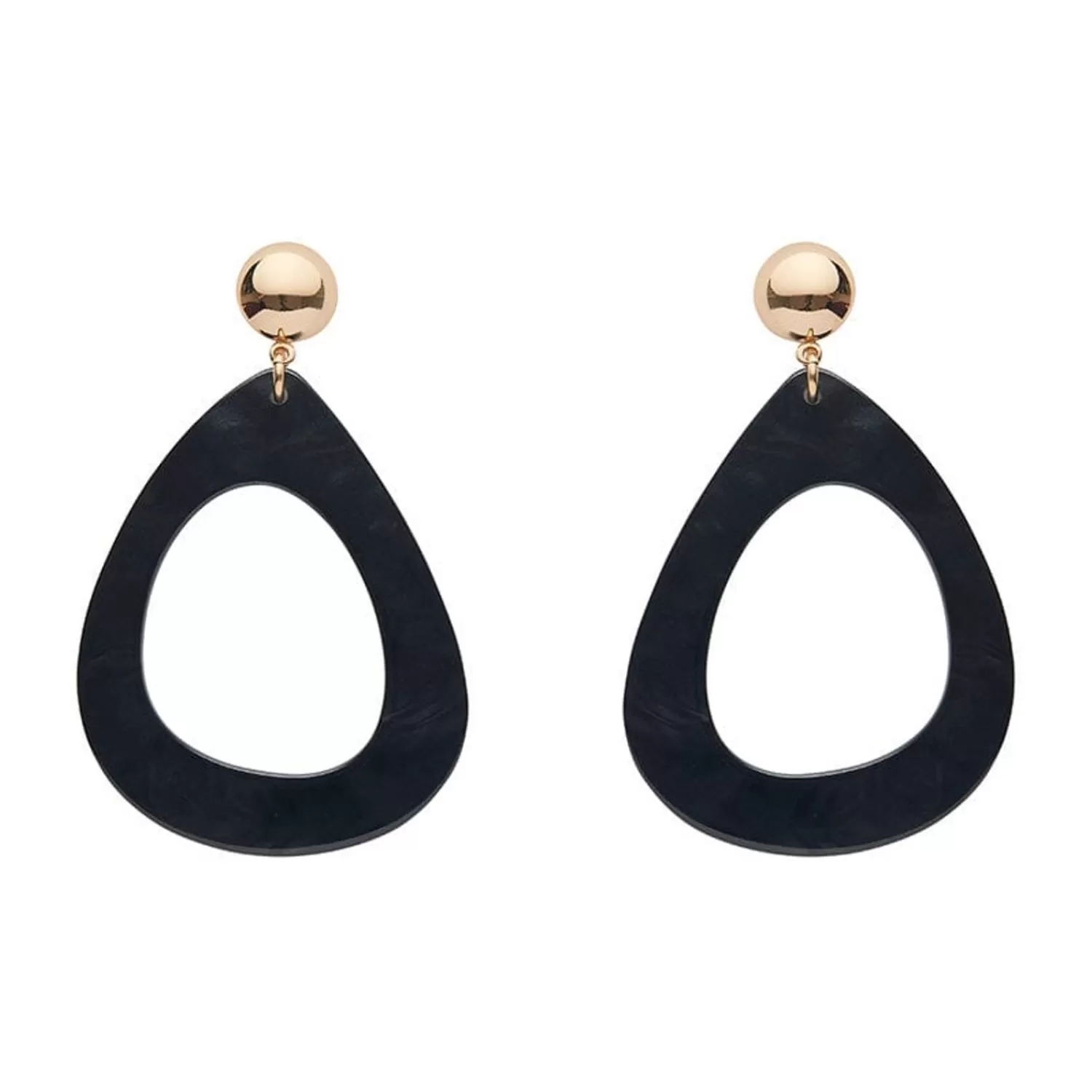 Statement Ripple Resin Tear Drop Earrings - Black*Erstwilder Cheap