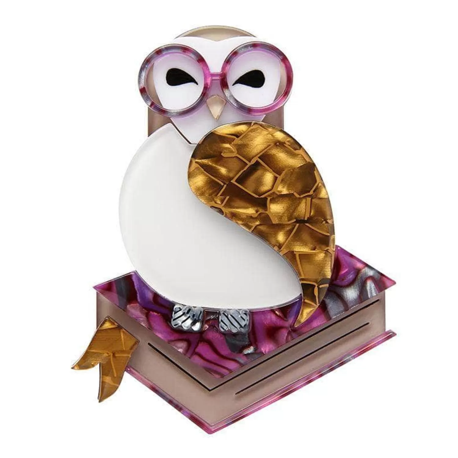 Studious Snow Owl Brooch*Erstwilder Sale