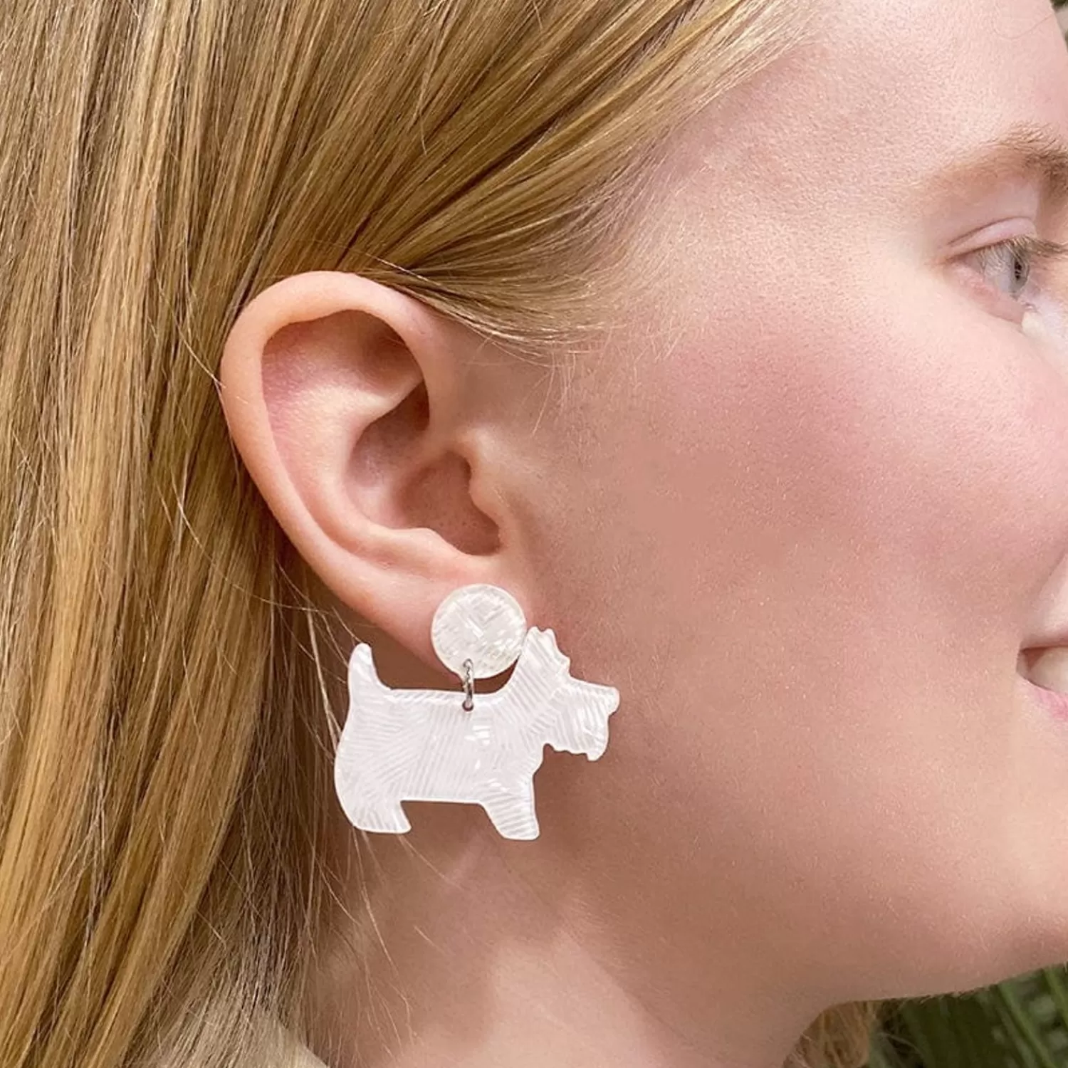 Terrier Textured Resin Drop Earrings - White*Erstwilder Flash Sale