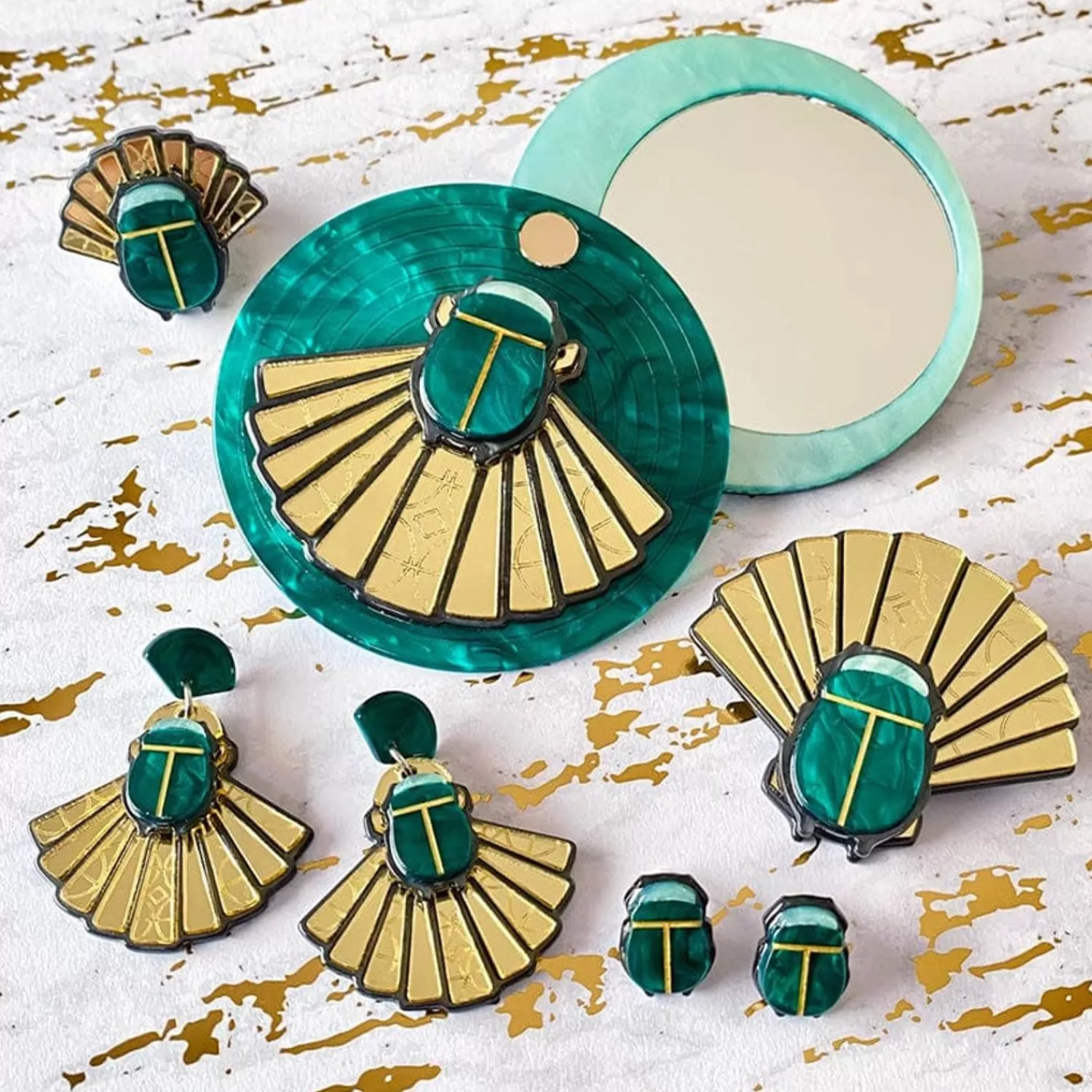 The Heart Of Egypt Scarab Mirror Compact*Erstwilder Fashion