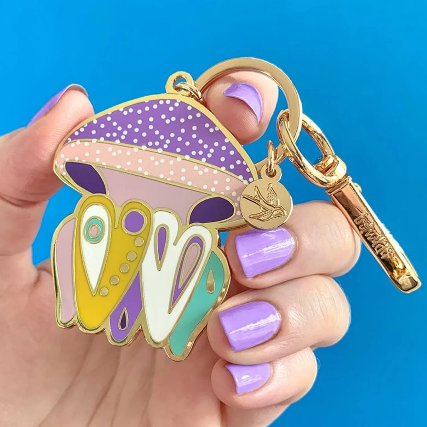 The Whimsical White Spotted Jellyfish Enamel Key Ring*Erstwilder Cheap