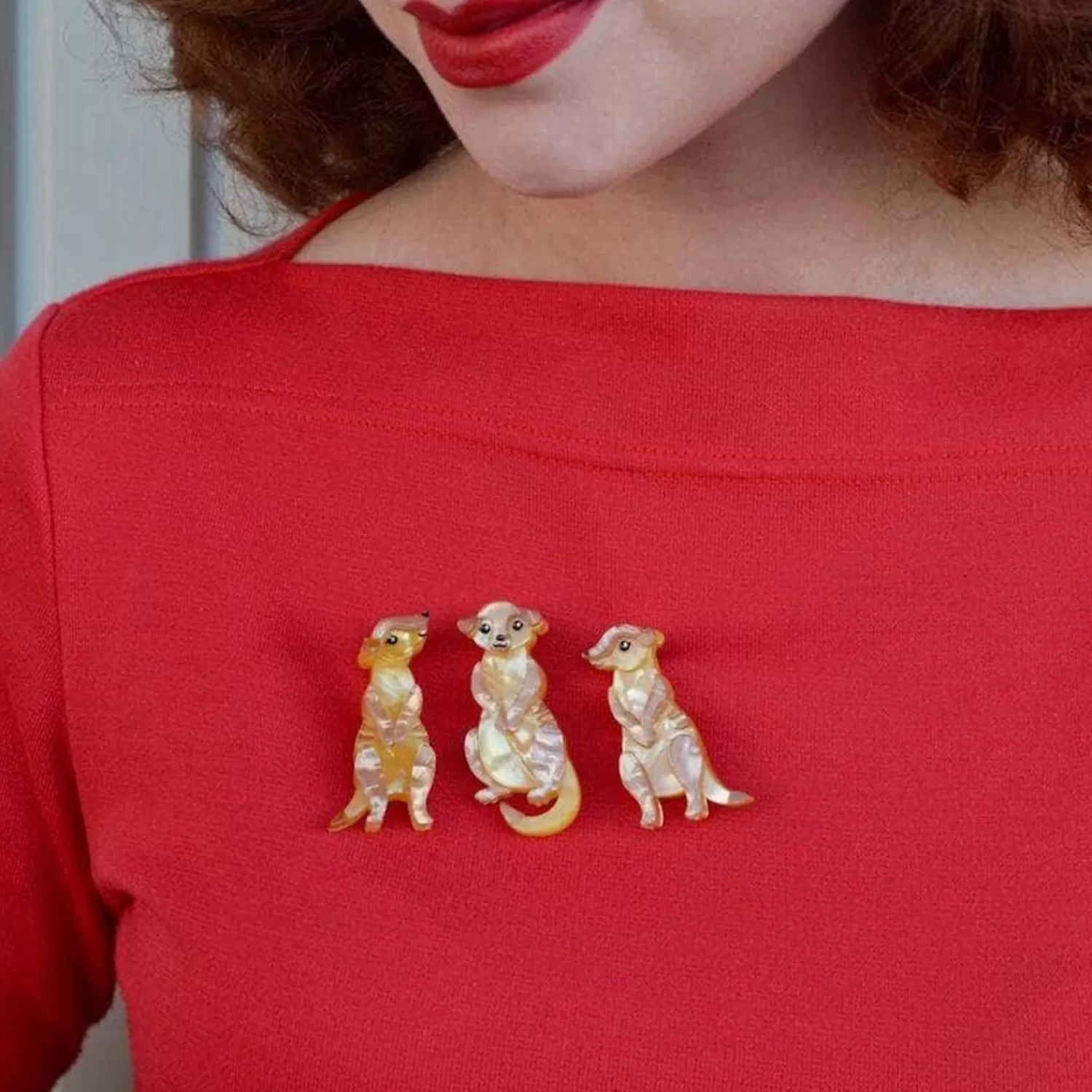 Three'S A Manner Meerkat Brooch Set*Erstwilder Hot