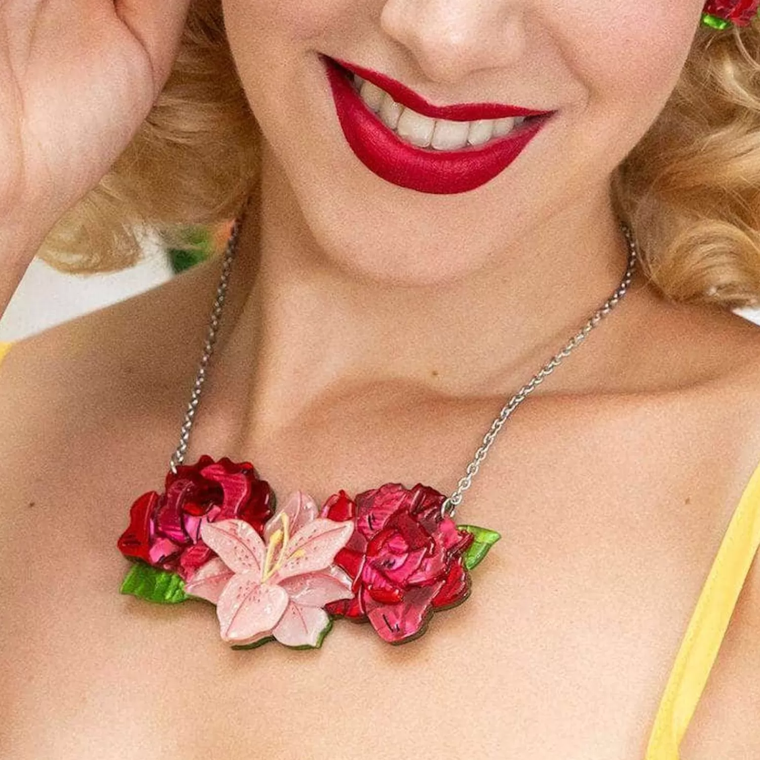 Tickled Pink Flower Necklace (Small)*Erstwilder Sale