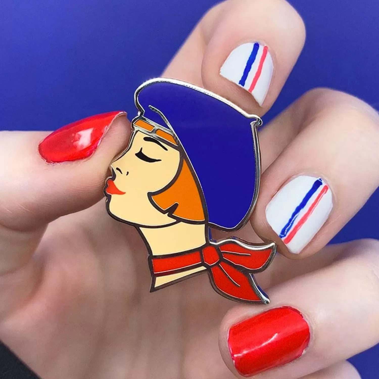 Tres Chic Enamel Pin - Blue*Erstwilder Flash Sale