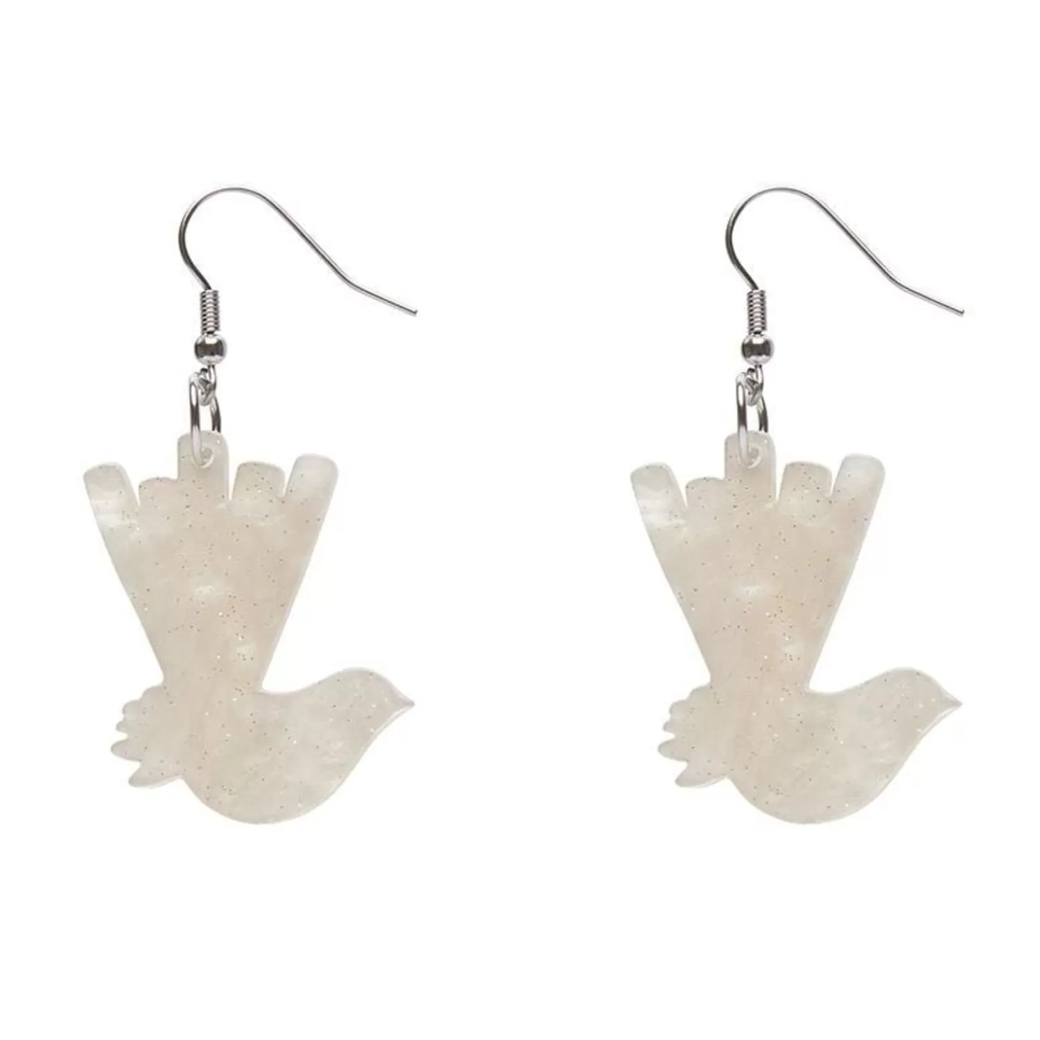 Wagtail Ripple Glitter Resin Drop Earrings - Cream*Erstwilder Outlet