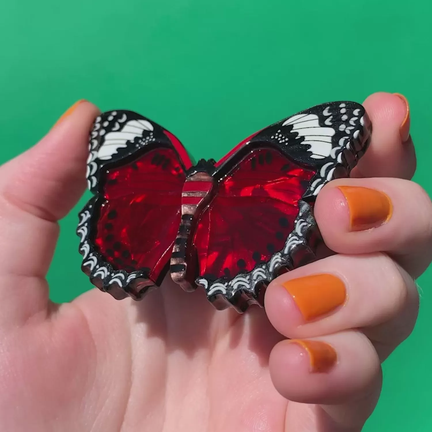 Wings Laced In Red Brooch*Erstwilder Fashion